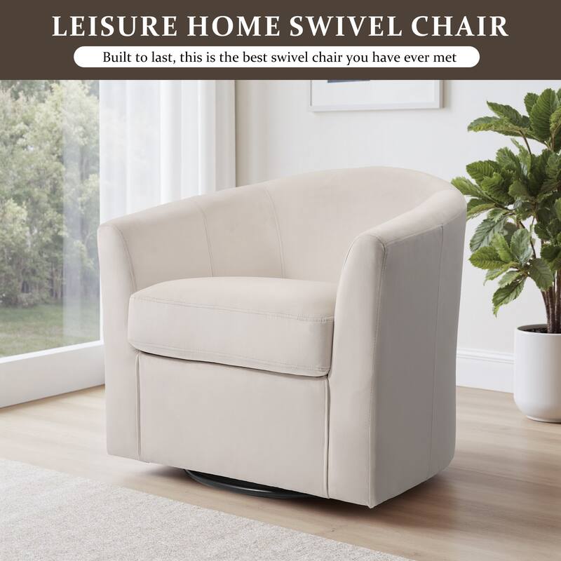 2 Set Modern Upholstered Swivel Barrel Chair Living Room Accent Chair