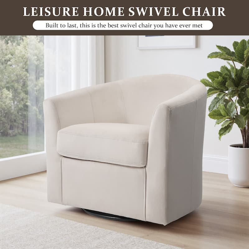 Upholstered Velvet 360° Swivel Accent Arm Chair