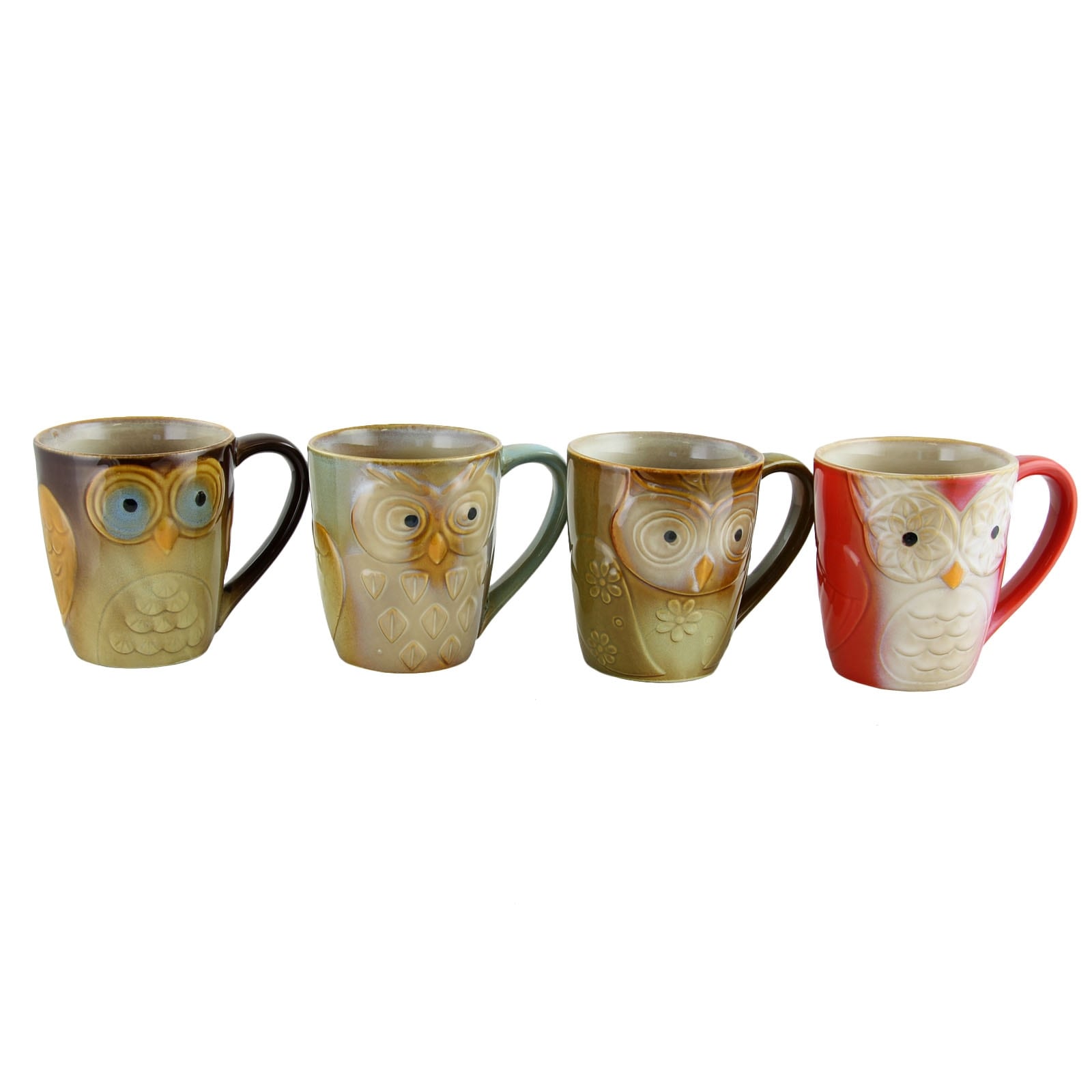 Owl City 17 Ounce 4 Piece Owl Shape Mug Set
