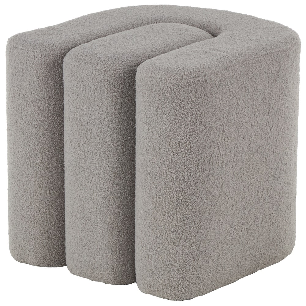 Polyester W-Shaped Ottoman with Connected Arches - White, Gray or Copper - Roche River Decor