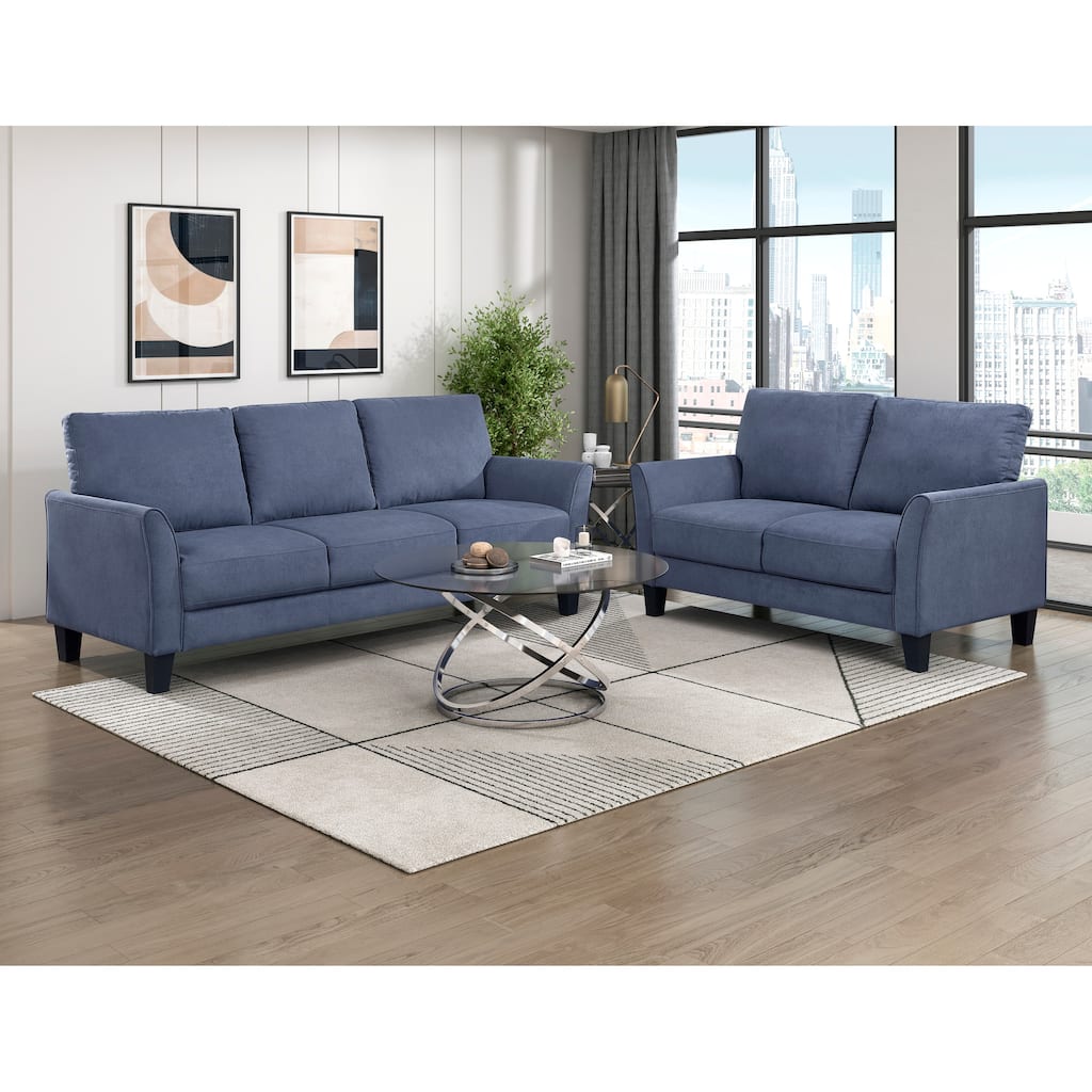 Felix Textured 2-Piece Living Room Set - Wood Finish Exposed Feet