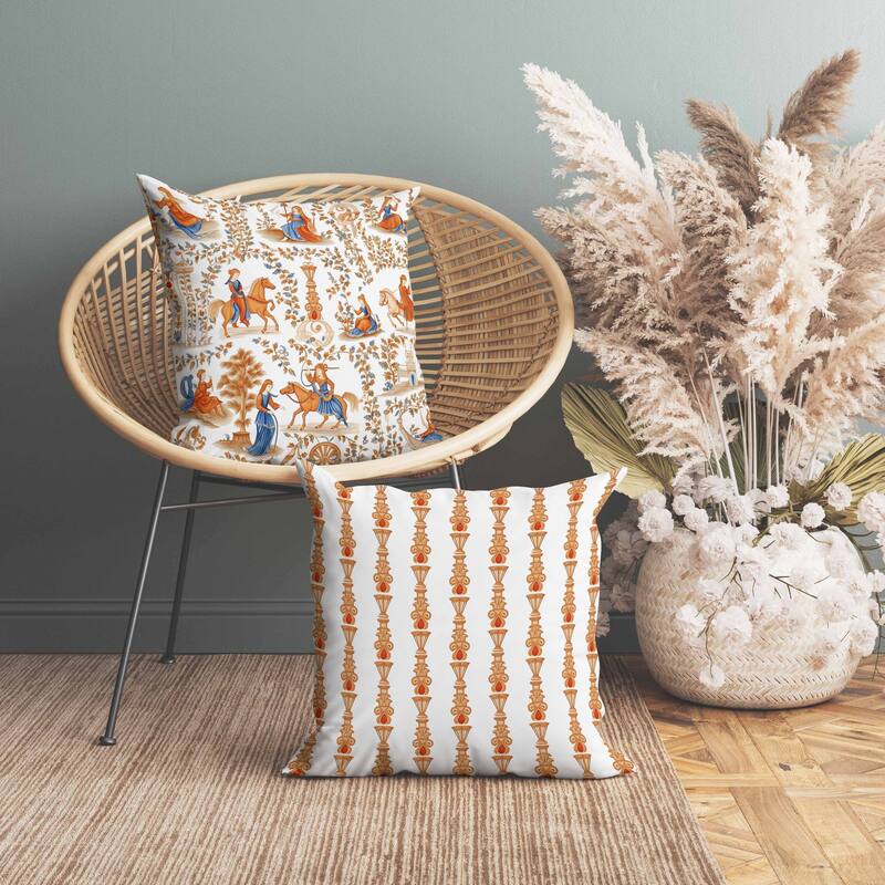 Celestial Tangle Faux Suede Reversible Throw Pillow Orange and Blue