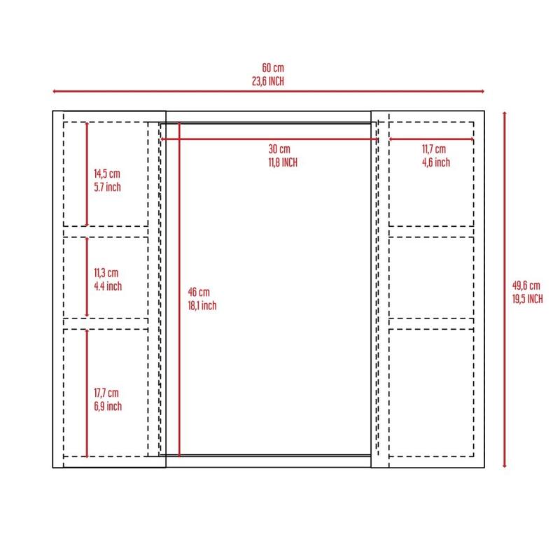 2-Door Medicine Cabinet with Mirror, Bathroom Wall Cabinet with Open Shelf