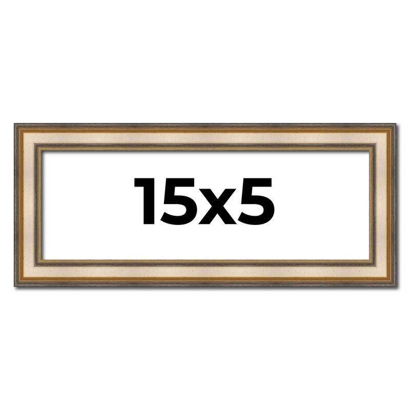 15x5 Frame Gold Solid Wood Shadow Box Width 1.5 Inches | Interior Frame Depth 2 3/8 Inches