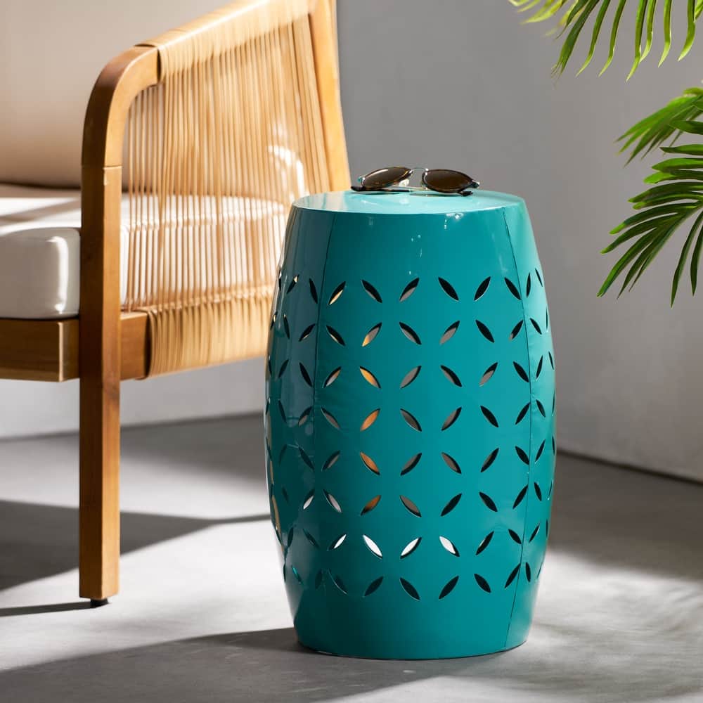 12" Accent Side Table, Cylindrical Design End Table for Living Room, Family Room, or Entryway, Industrial Style