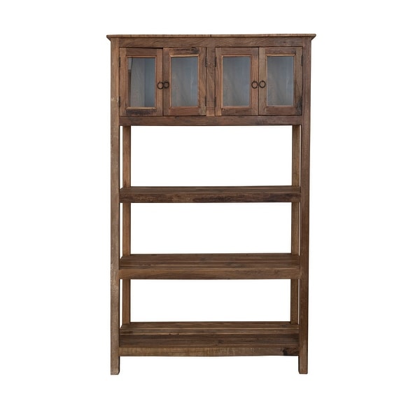 Reclaimed Wood Cabinet with 4 Glass Doors and 3 Shelves - 50.0"L x 15.5"W x 72.0"H