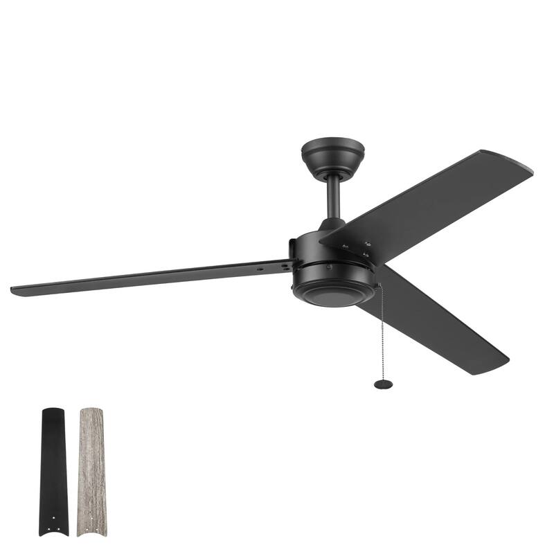 52" Prominence Home Tenant Contemporary Indoor Outdoor Ceiling Fan, No Light, Pull Chain, Dual Mounting, Dual Finish Blades