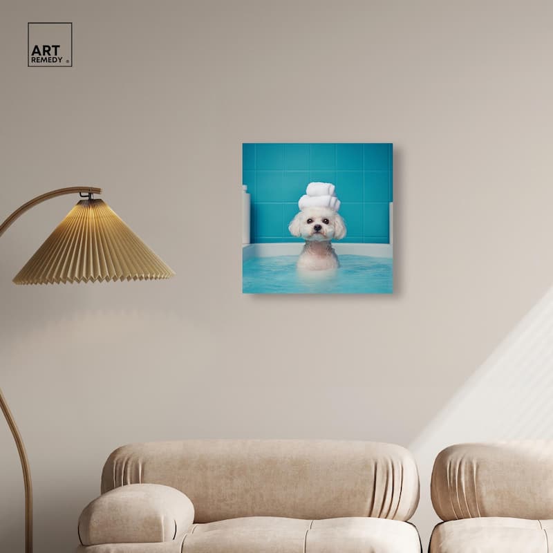 Fluff in the Tub Canvas by Art Remedy, Gallery Wrapped