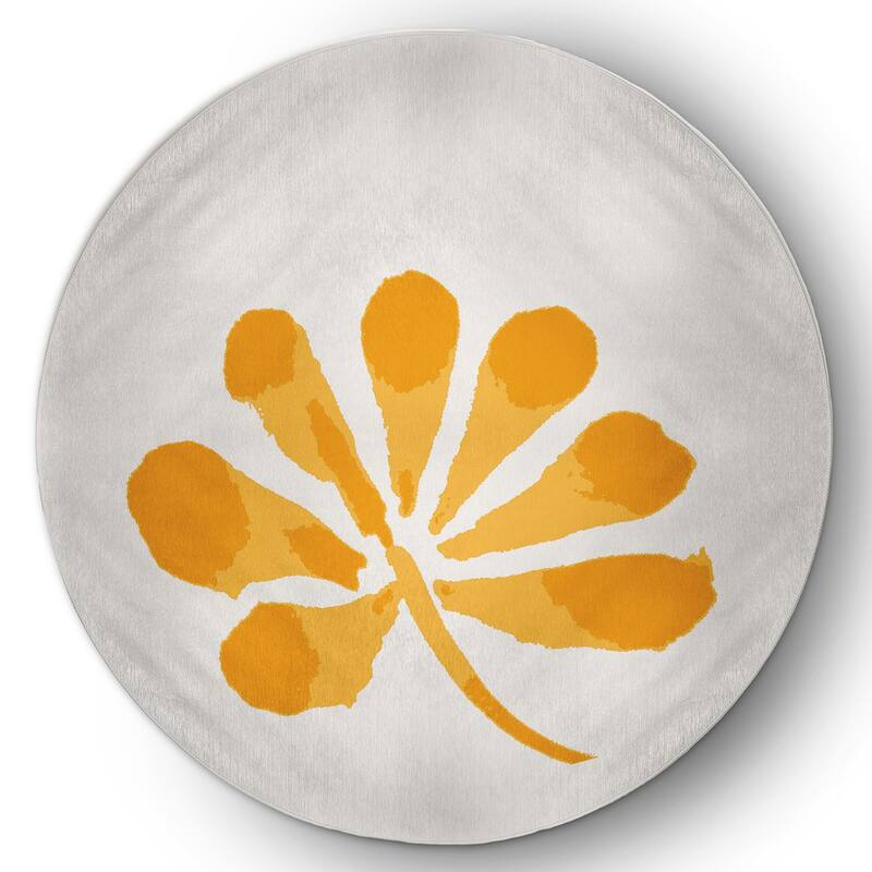 Petals Spring Chenille Indoor/Outdoor Rug - Yellow - 5' Round