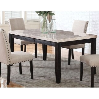 Best Master Furniture 64 Inch Antique Black Marble Rectangular Dining ...