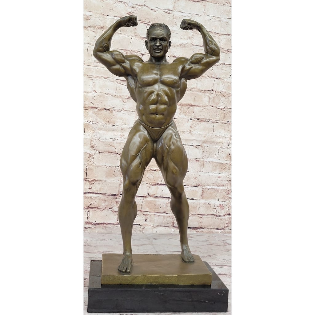 Strong Iron Man Bodybuilder Athlete Male Muscular Figure Bronze Sculpture Statue Trophy