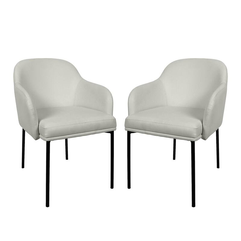 Manhattan Comfort Loft Vegan Leather Metal Armchair - Set of 2