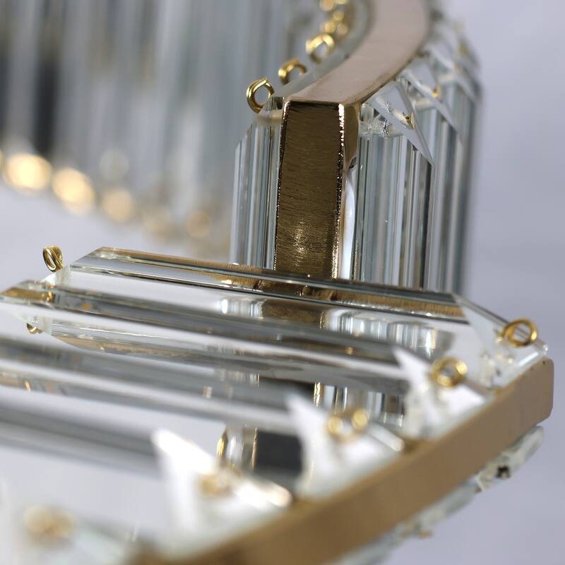 ExBrite Adjustable Height Crystal Pendant Light, Circular Design - Gold