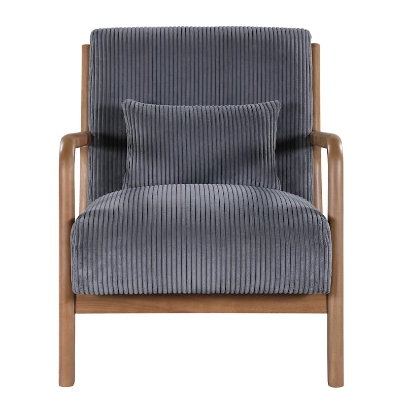 Elegance Wooden Corduroy Lounge Chair