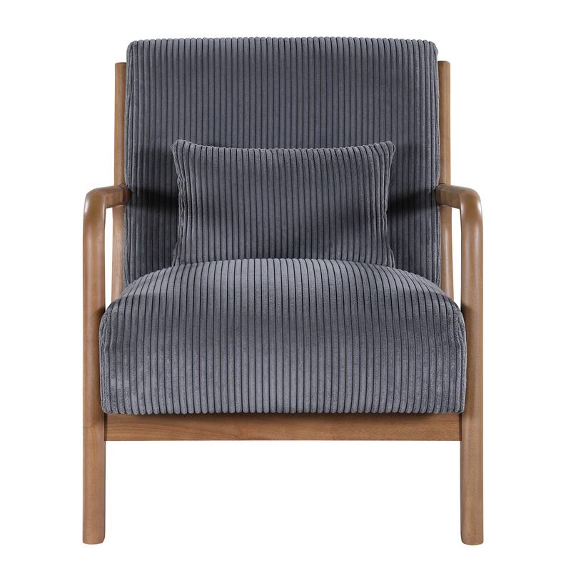 Lounge Chair with Wooden Frame - 32.25" D x 26" W x 30.5" H - Gray