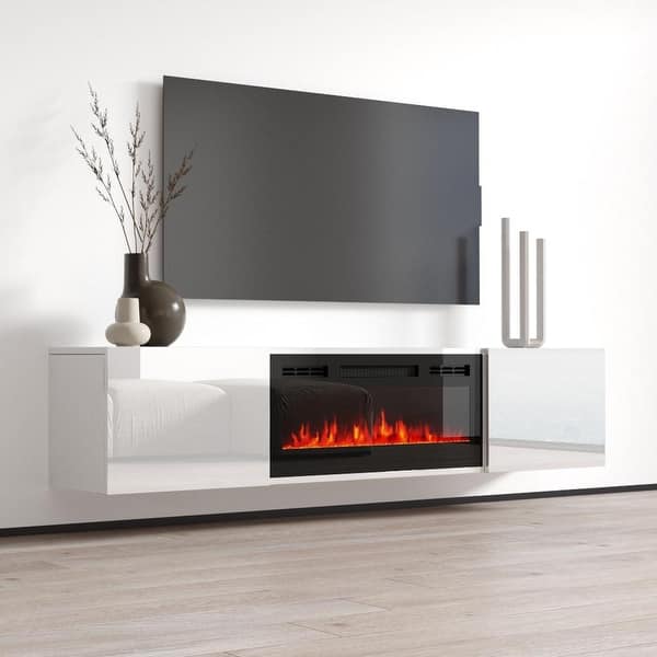 Cali EF Wall Mounted Electric Fireplace Modern 72" TV Stand