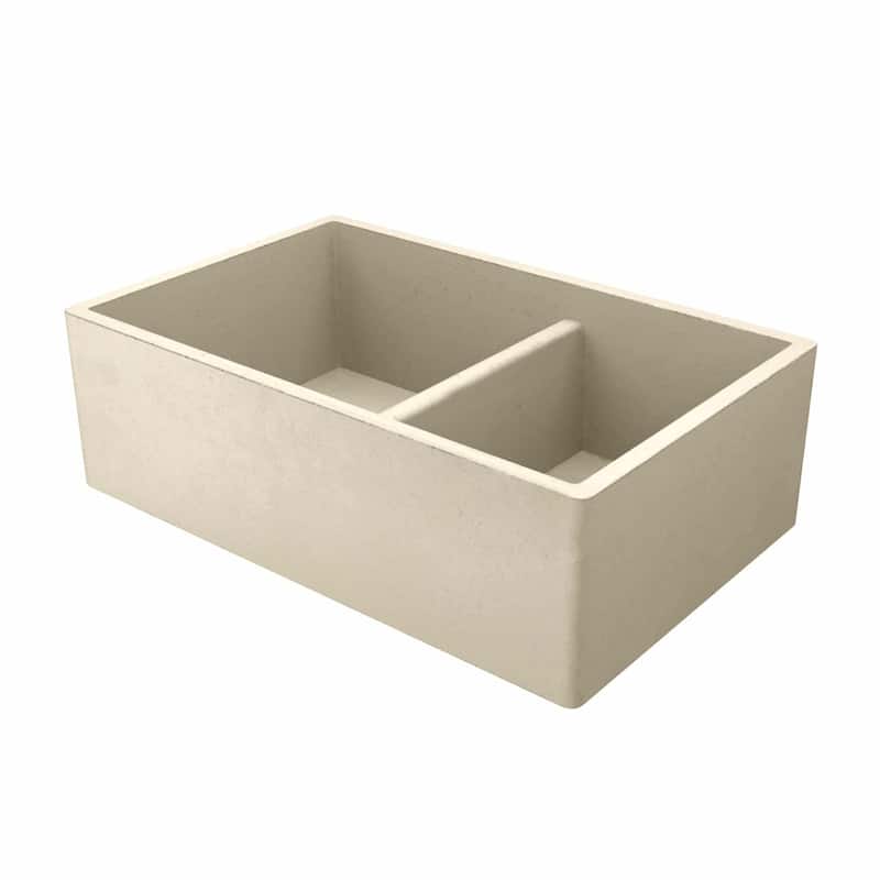 Farmhouse 33-inch Double Bowl NativeStone Kitchen Sink - 33" x 21" x 10.25" - Sand