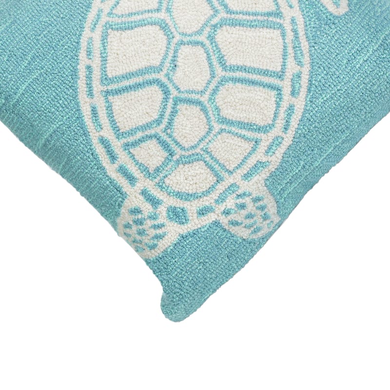 Liora Manne Frontporch Turtle Indoor/Outdoor Pillow Aqua 18" Square