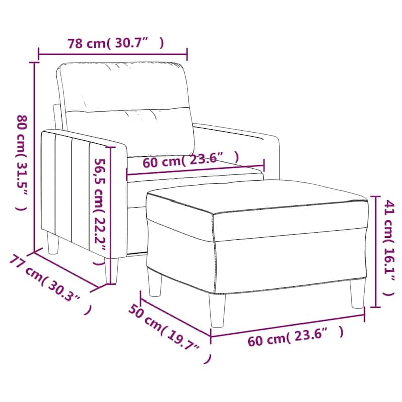 vidaXL Sofa with Footstool Dark/Light Gray multi size Fabric