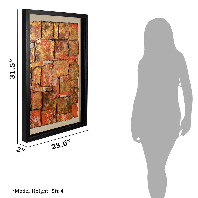 HUJI Gold Foiled Paper Art Shadow Box Wall Decor Handmade Wall Art
