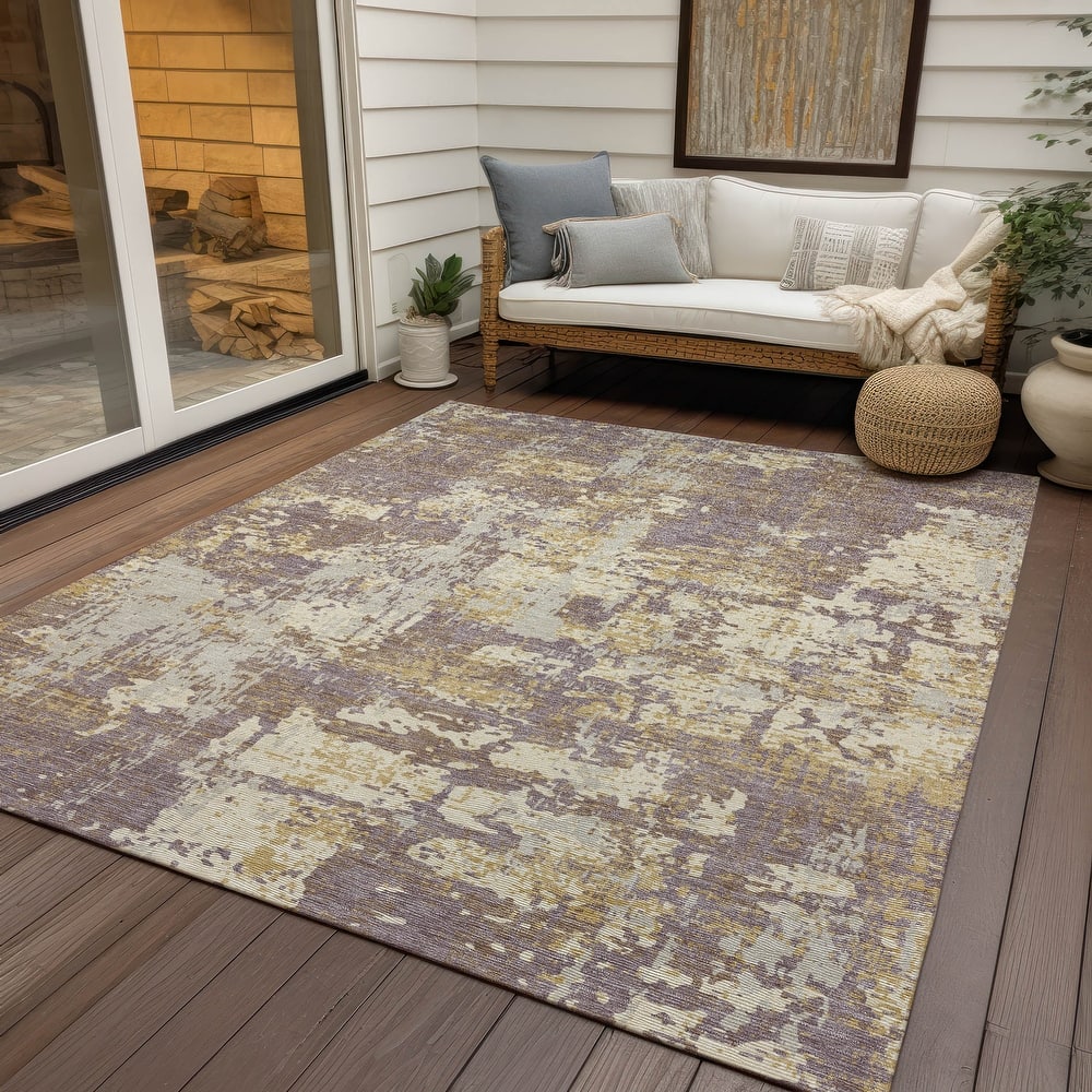 Machine Washable Indoor/ Outdoor Abstract Chantille Rug