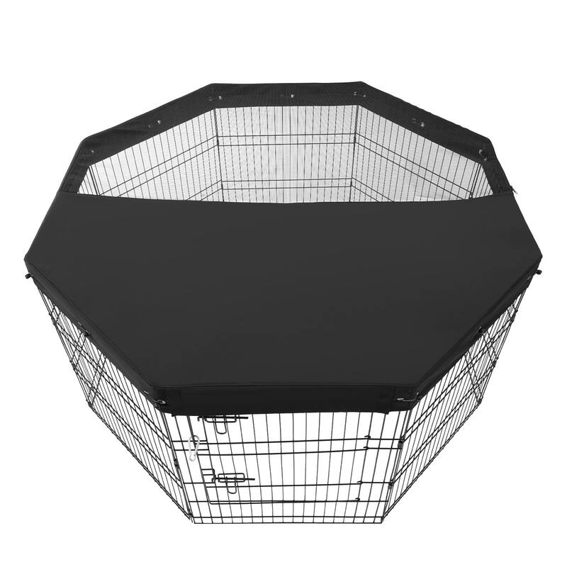30 Inch Pet Exercise Fence with Foldable Panels and Ground Cover - 63.0" x 63.0" x 30.0"