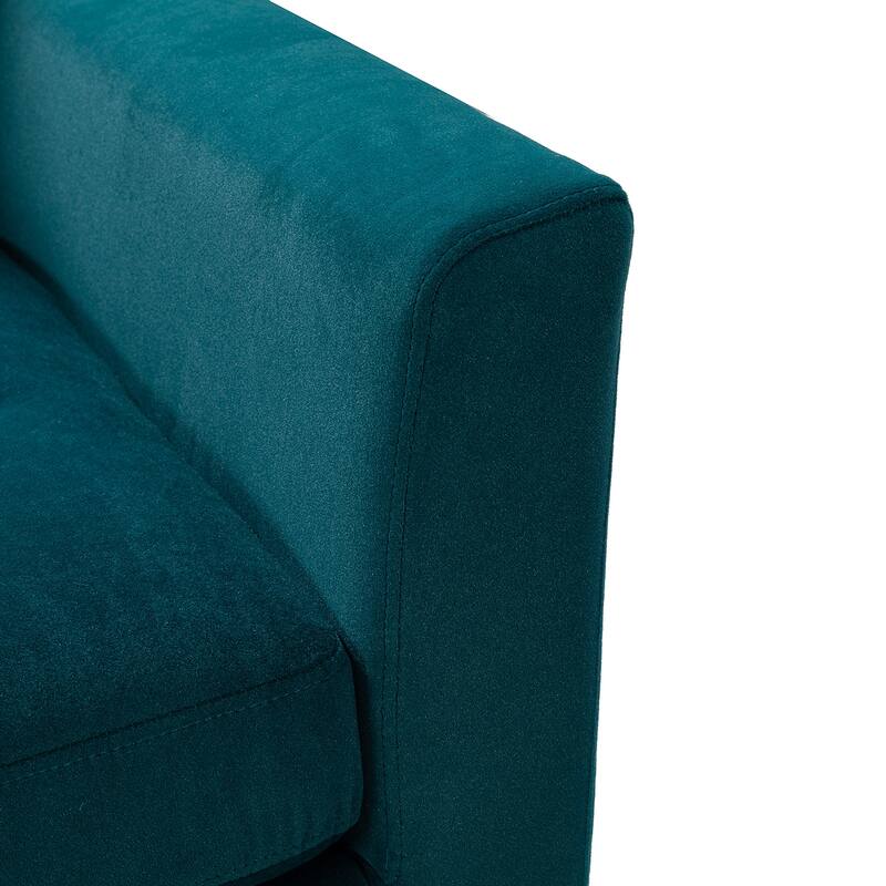 Lilia Contemporary Velvet Upholstered Tufted Back Armchair with Metal Golden legs Set of 2 by HULALA HOME
