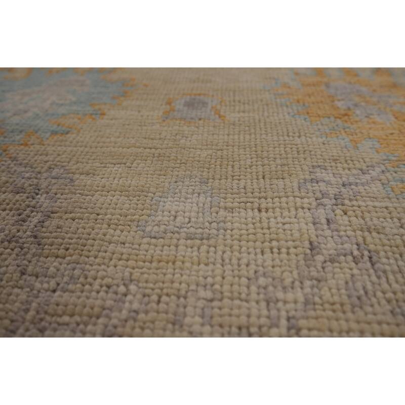 Oushak Vegetable Dye Runner Rug Hand-Knotted Wool Carpet - 3'1"x 11'6"