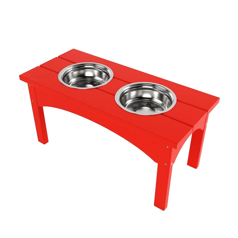 Elevated Pet Feeder with Stainless Steel Bowls - Red
