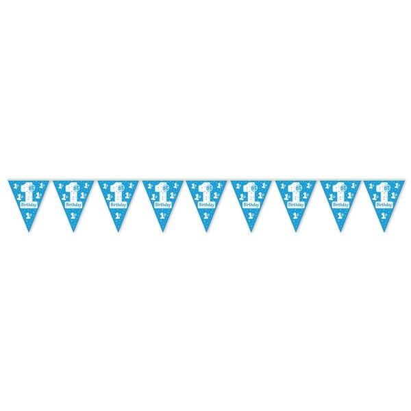 Shop Club Pack Of 12 Blue And White 1st Birthday Pennant Banner