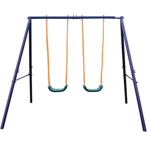 slide 2 of 6, Heavy-Duty A-Frame Metal Swing Set for Kids and Toddlers - Sturdy Teens