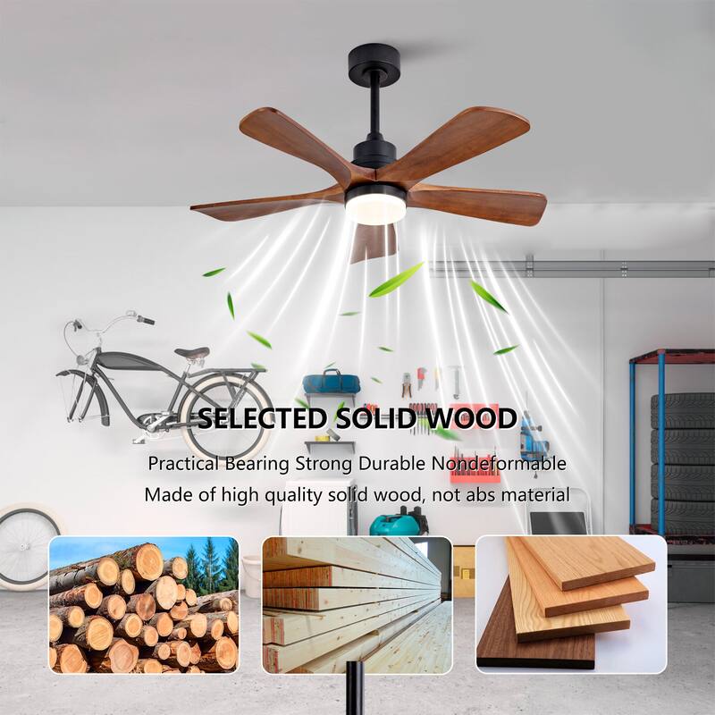 42/52 Inch Ceiling Fan,Electric Fan with Lights & Remote Control,Dimmable 3-Color LED