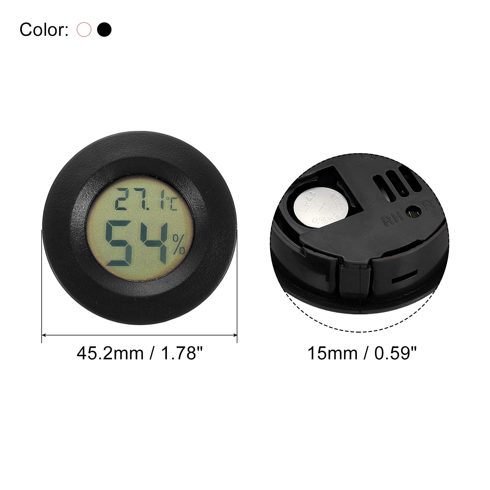 3x Mini Digital LCD Temperature Humidity Meter Thermometer (Black  Fahrenheit)
