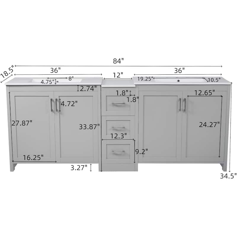 Christopher Knight Home - Vesper Ceramic Dual Sink 84" Vanity