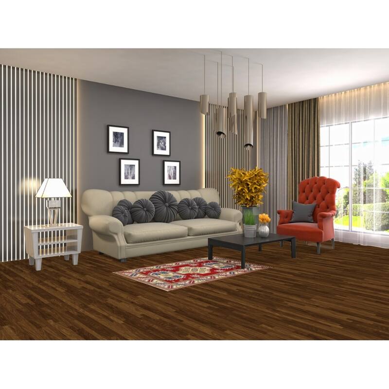 Geometric Red Kazak Foyer Rug Hand-Knotted Wool Carpet - 2'8" x 4'1"