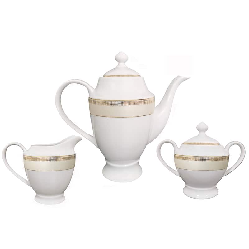 57 Piece Gold Mix and Match Dinnerware Set-New Bone China Service for 8 People