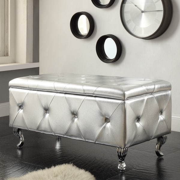 Upholstered Tufted Storage Bench On Sale Overstock 8644712