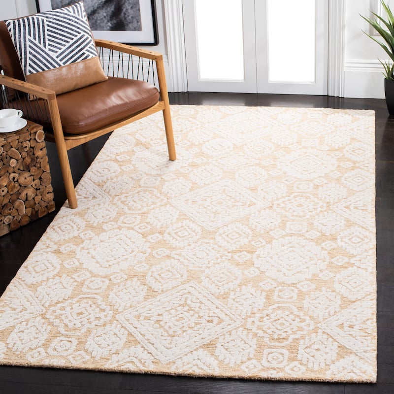 SAFAVIEH Handmade Metro Sigalit French Country Wool Rug - 3' x 5' - Gold/Ivory