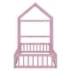 preview thumbnail 6 of 88, Wooden Floor Bed wFence Railings and Detachable House Shape Headboard Platform Bed, Kids Montessori Style Playhouse Frame Bed