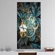 preview thumbnail 3 of 10, Designart 'Symmetrical Blue Gold Fractal Flower' Oversized Modern Wall CLock