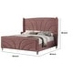 preview thumbnail 5 of 4, Kerith Modern Wood Queen Size Bed, Wingback Frame, Pink Velvet, Chrome Legs