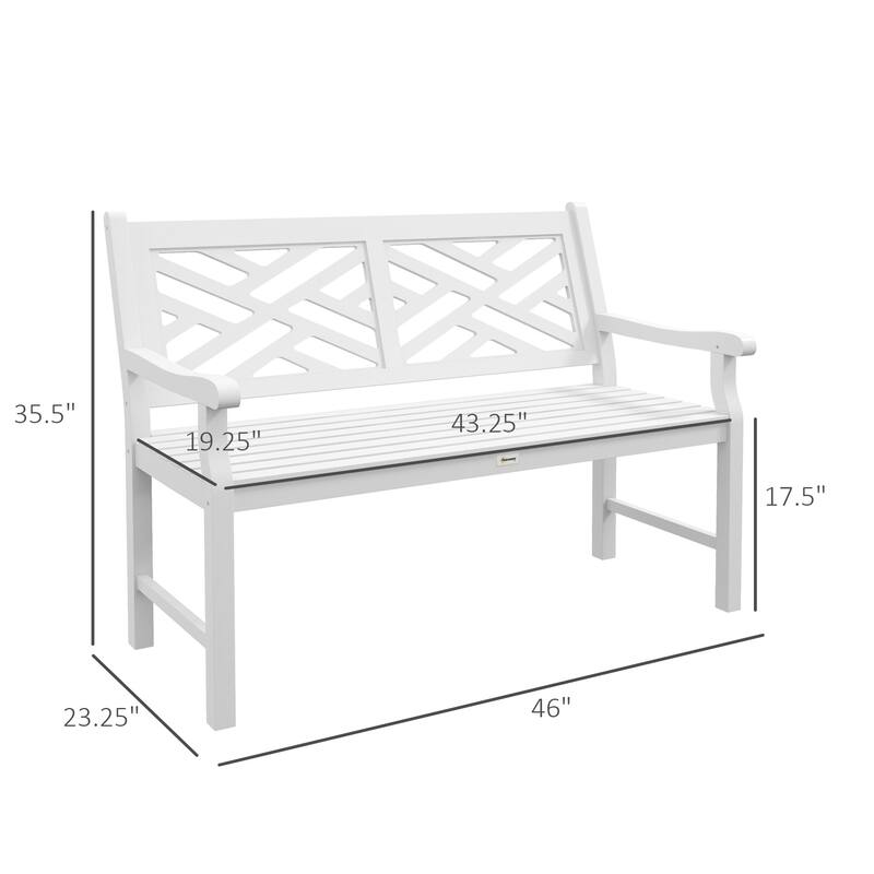 Outsunny 43.25" Outdoor Garden Bench, Wooden Bench, Poplar Slatted Frame Furniture for Patio, Park, Porch, Lawn