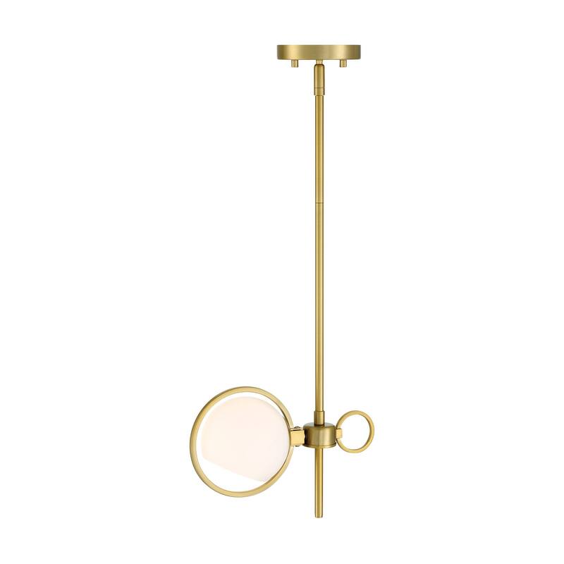 Teatro 11.25 in. 1-Light Brushed Gold Modern Pendant Light