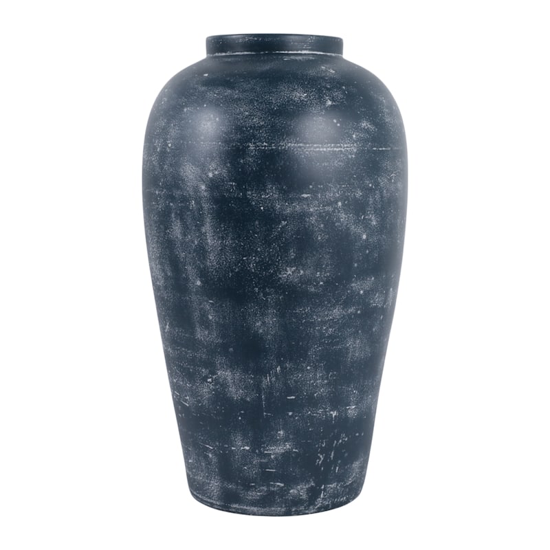 Textured Terracotta Vase with Distressed Finish - Tall Flower Vase