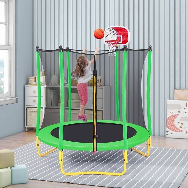 slide 2 of 7, Trampolines 5FT Round Mini Trampoline with Enclosure