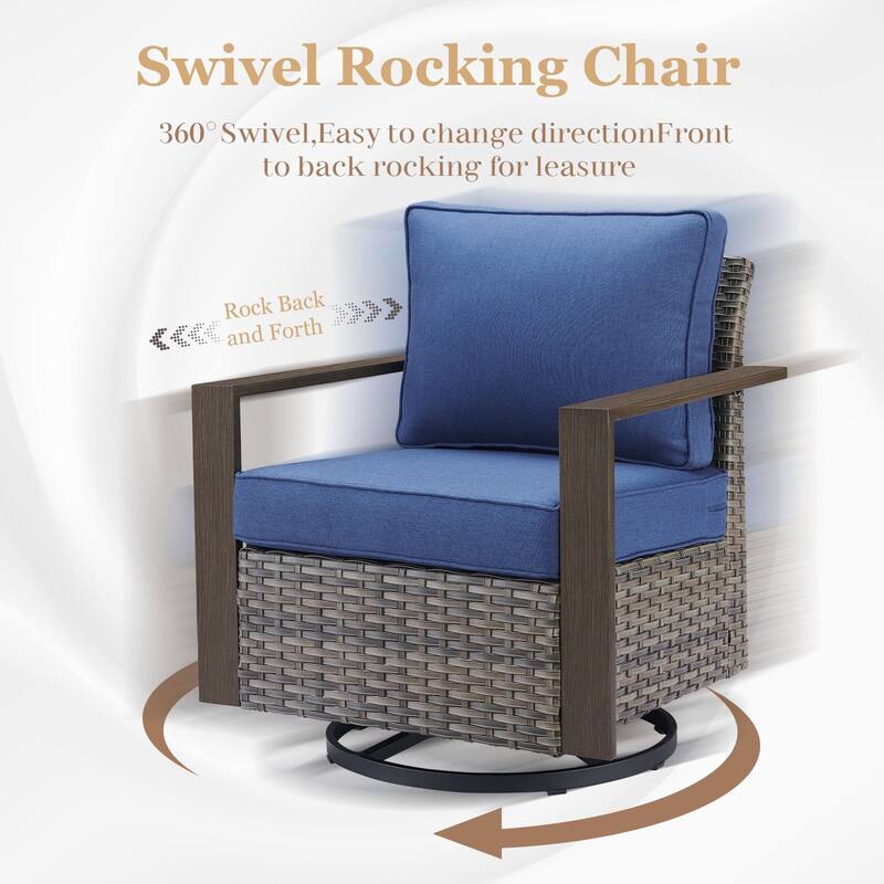 Outdoor Swivel Chair with Thick Cushion