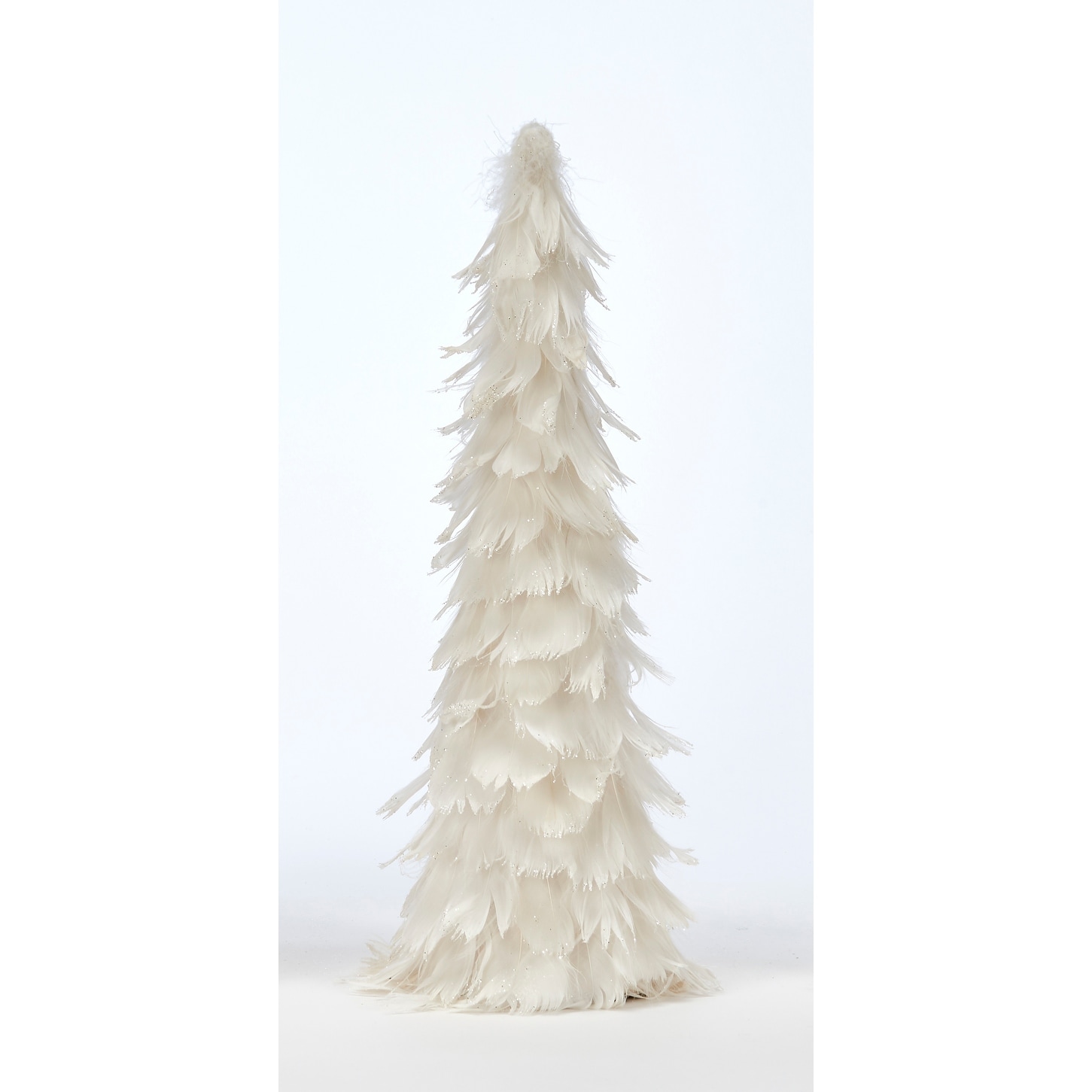12" Feather Tree w/ Glittered Tips, White