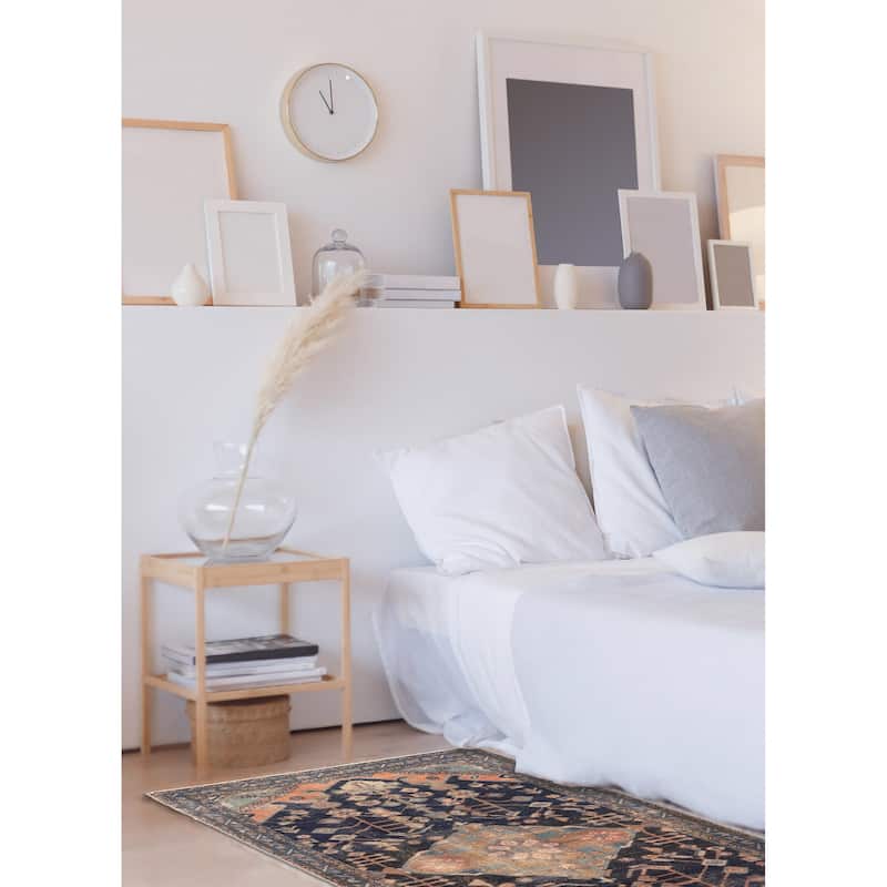 ECARPETGALLERY Hand-knotted Antalya Vintage Dark Navy Wool Rug - 3'5 x 6'3