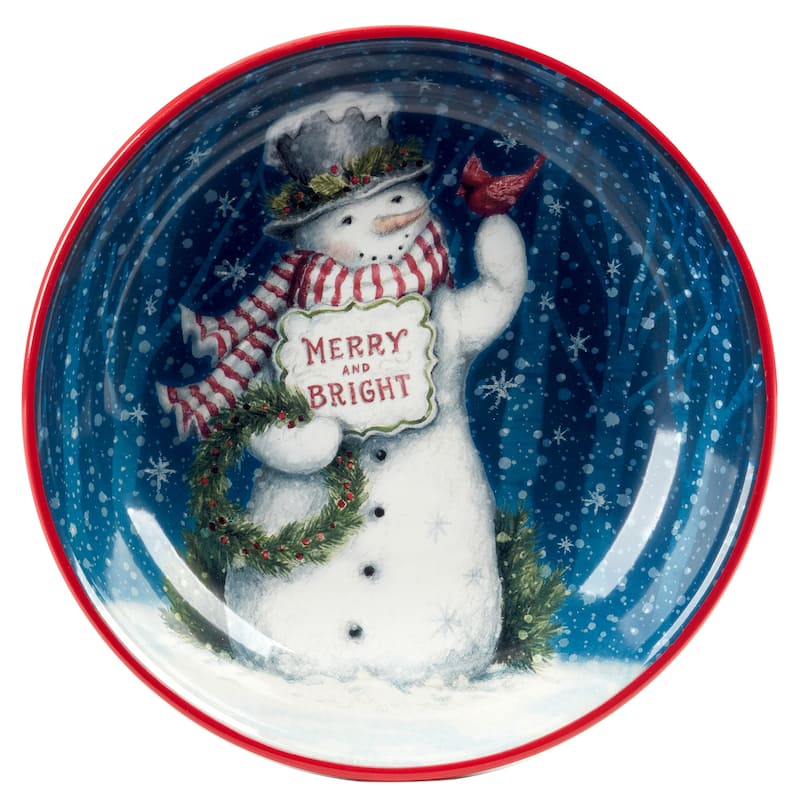 Certified International Snowman Greetings 128 oz. Serving/Pasta Bowl 13" x 3" - 13" Diameter x 3"