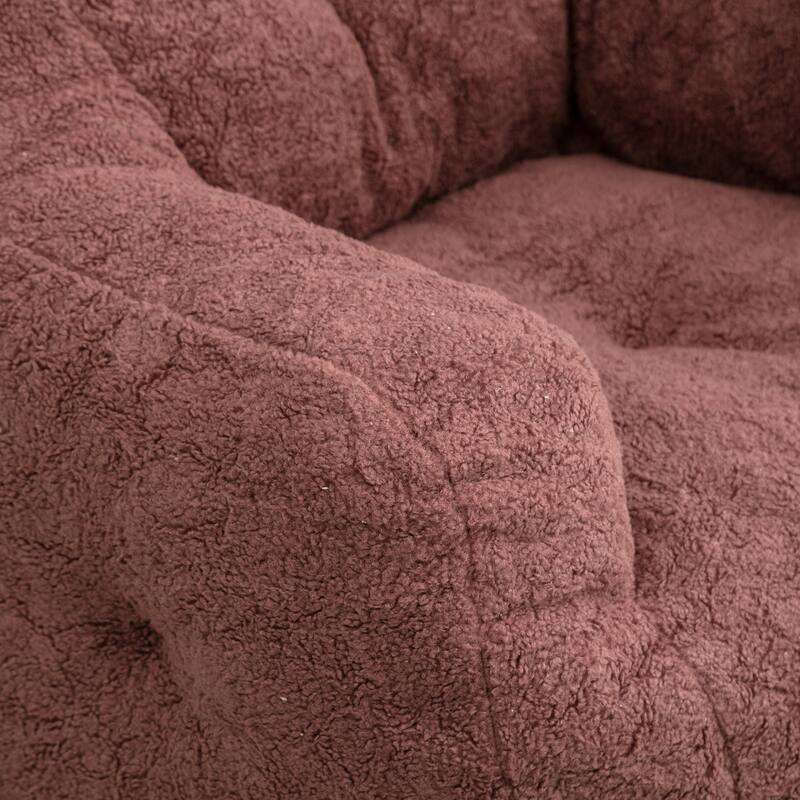 Soft Tufted Foam Bean Bag Chair With Teddy Fabric